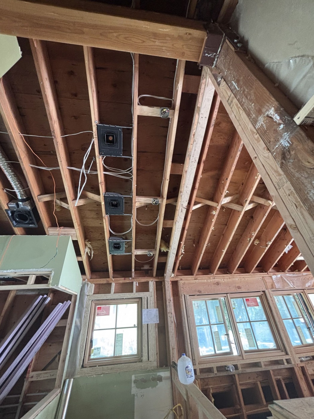 Electrical rough-in through exposed framing